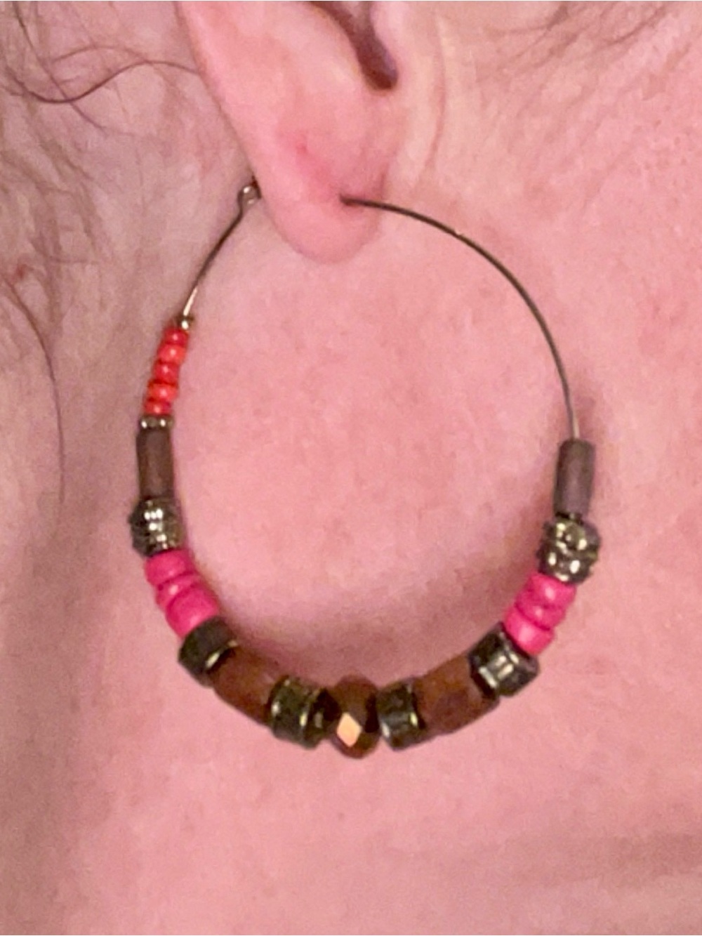 Boho Mixed Media Beaded Hoop Earrings – Handmade Statement Jewelry
